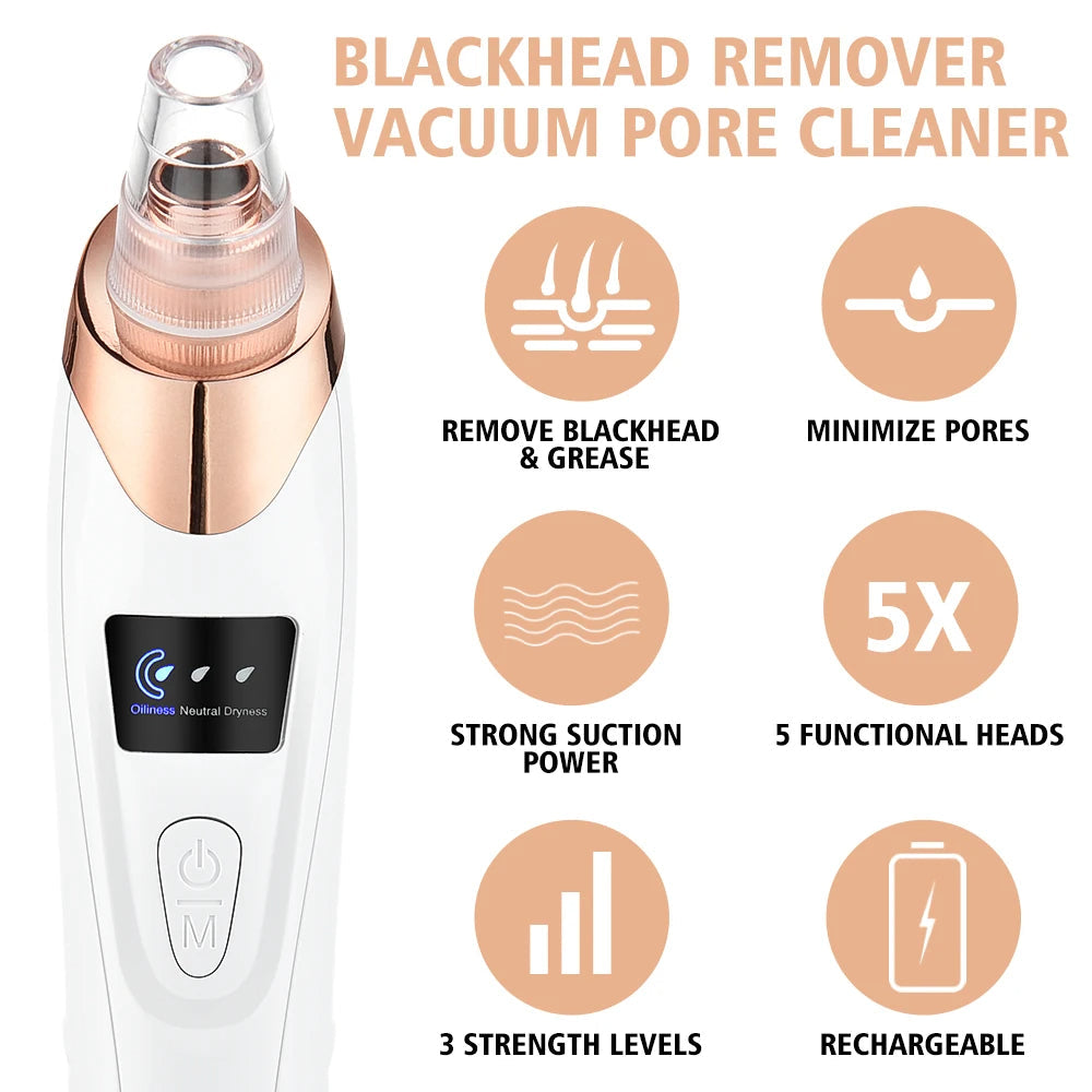 5 in 1 Electric Blackhead Remover vacuum, WhiteHead, blackhead & Acne cleaner