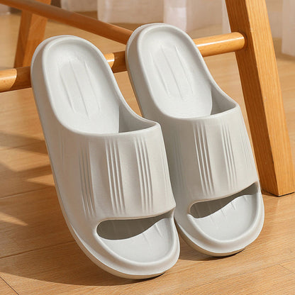 Solid Peep-Toe Slippers Summer Indoor Anti-Slip Floor Bathroom Home Slippers Couples House Shoes