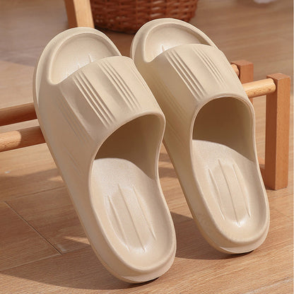 Solid Peep-Toe Slippers Summer Indoor Anti-Slip Floor Bathroom Home Slippers Couples House Shoes